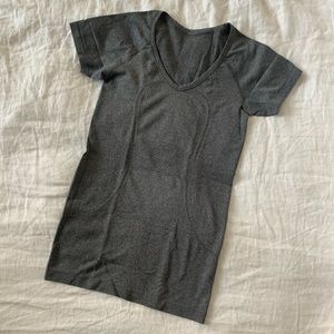 Swiftly Tech Short Sleeve V Neck Tee in Charcoal